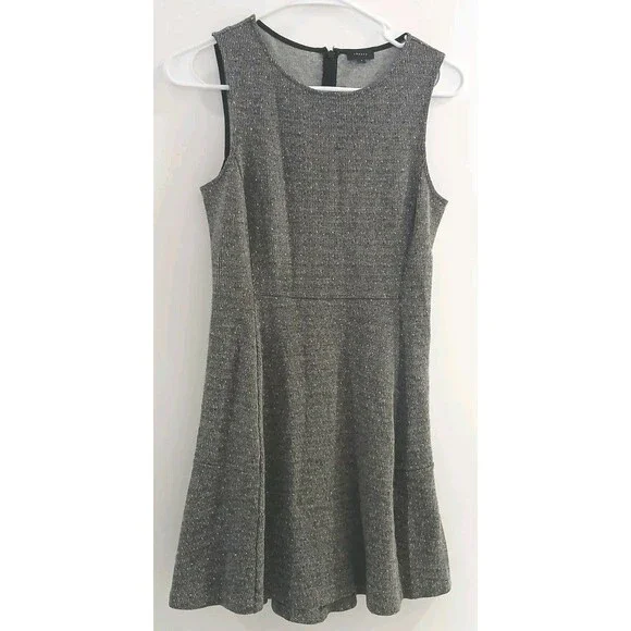 Theory Nikay D Kenmore Gray Tweed Jersey Knit Fit & Flare Mini Dress Size 4 - Picture 2 of 7
